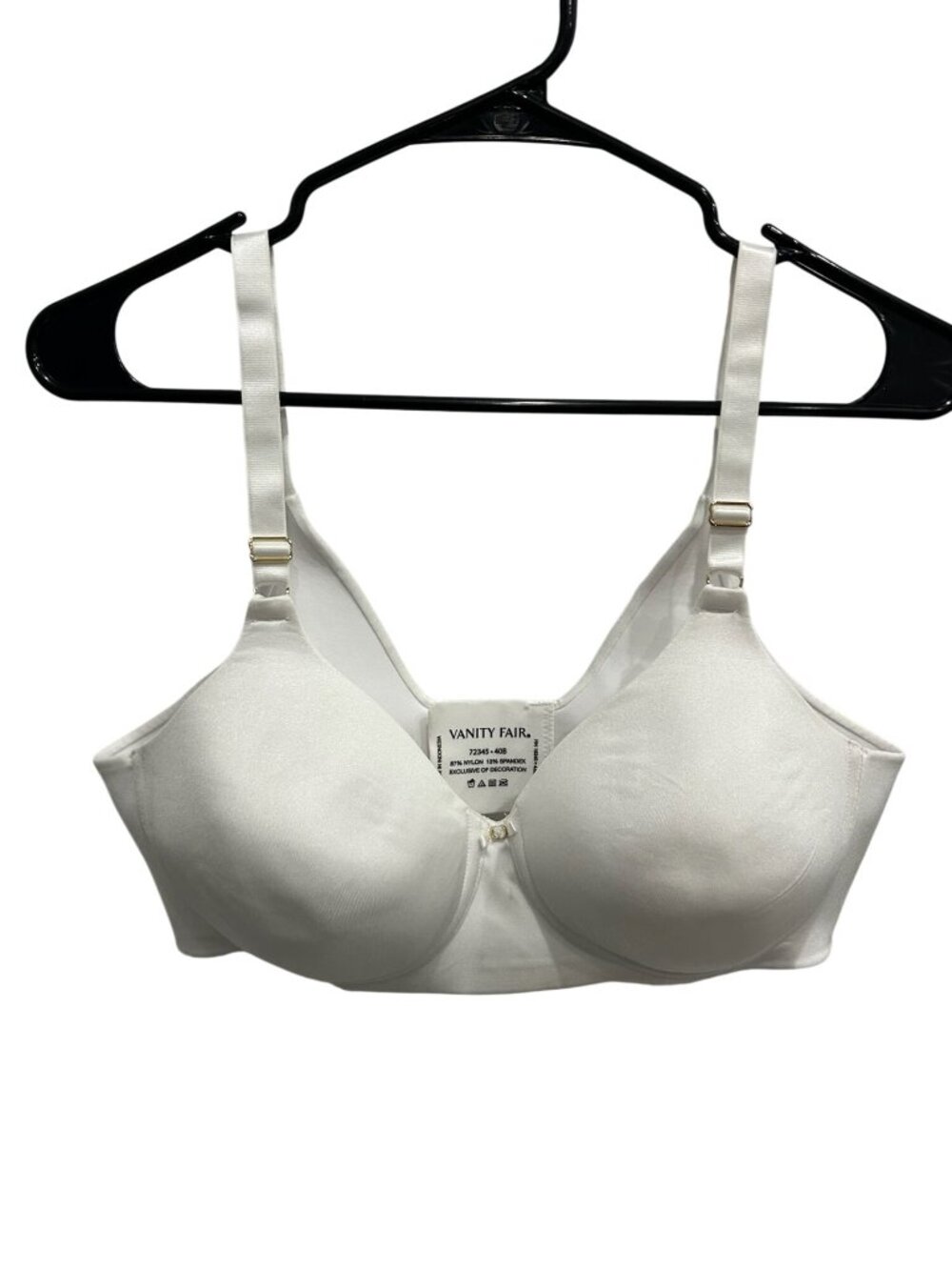 Vanity Fair 40B Full Figure White Bra 72345 Molded Cups Neutral Aesthetic